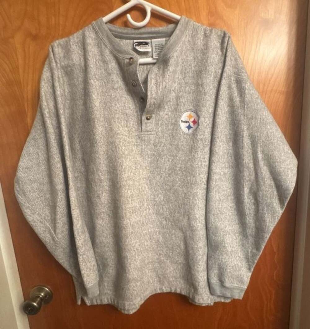 The Edge Pittsburgh Steelers Henley Sweatshirt Size Large